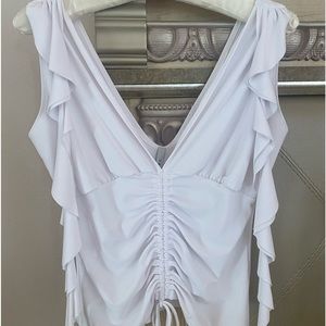 Sexy white rushed tank top